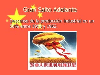 Gran Salto Adelante Descenso de la producción industrial en un 50% entre 1959 y 1962 . 