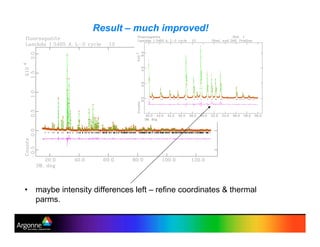Result – much improved!
•! maybe intensity differences left – refine coordinates & thermal
parms.
 