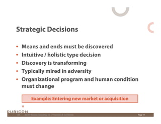 Strategic Decisions

•     Means and ends must be discovered
•     Intuitive / holistic type decision
•     Discovery is t...