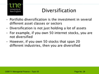 Risk and Diversification