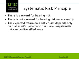 Diversifiable RiskThe risk that can be eliminated by combining assets into a portfolioOften considered the same as unsystematic, unique or asset-specific riskIf we hold only one asset, or assets in the same industry, then we are exposing ourselves to risk that we could diversify away