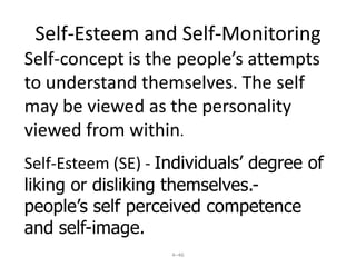 4–42MachiavellianismMachiavellianism (Mach)Degree to which an individual is pragmatic, maintains emotional distance, and believes that ends can justify means.Conditions Favoring High MachsDirect interaction