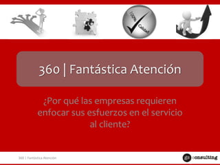 360 | Fantástica Atención
¿Por qué las empresas requieren
enfocar sus esfuerzos en el servicio
al cliente?

360 | Fantástica Atención

 