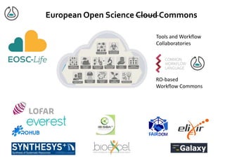 European Open Science Cloud Commons
Tools and Workflow
Collaboratories
RO-based
Workflow Commons
 
