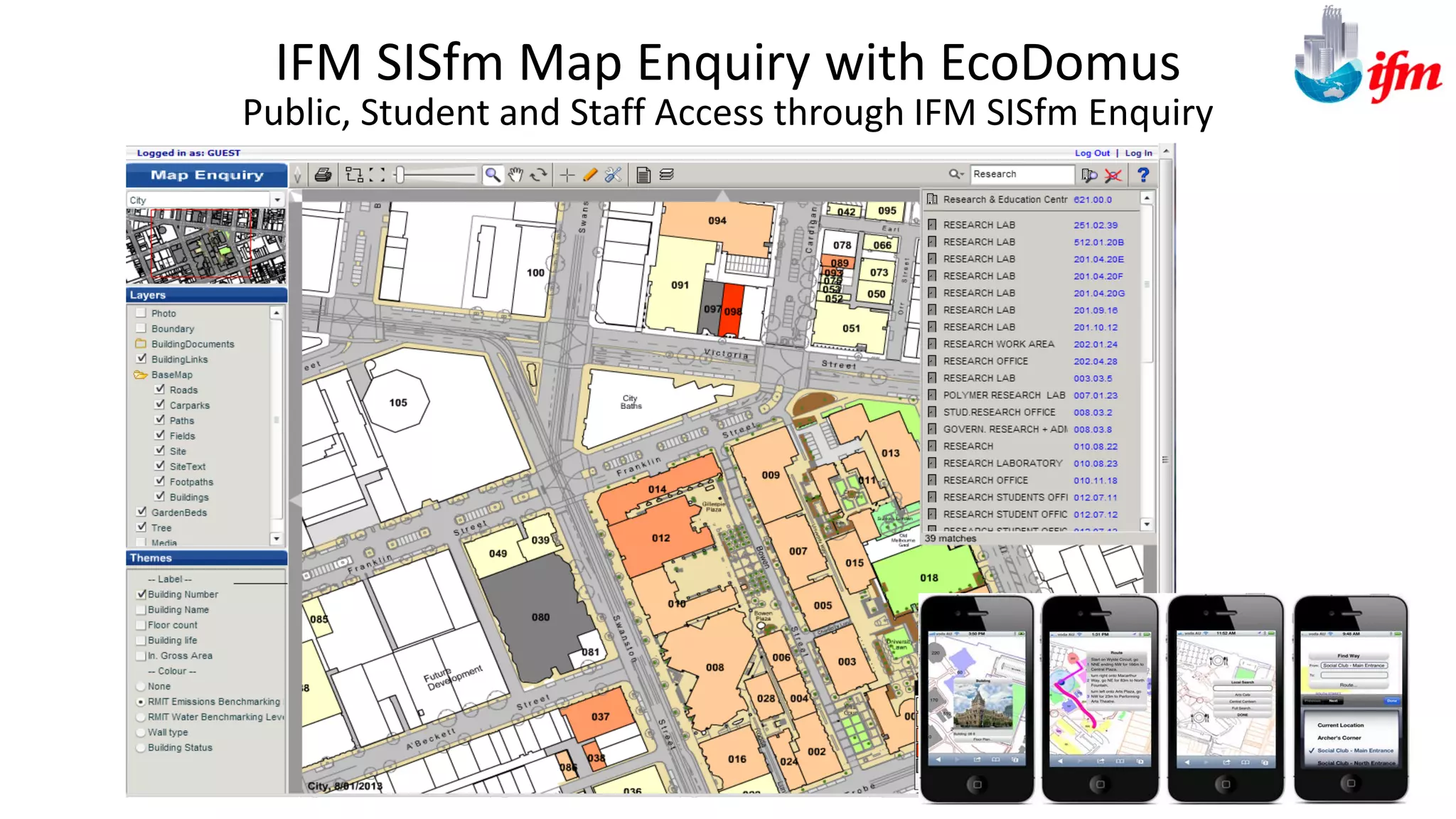 Public, Student and Staff Access through IFM SISfm Enquiry
IFM SISfm Map Enquiry with EcoDomus
 