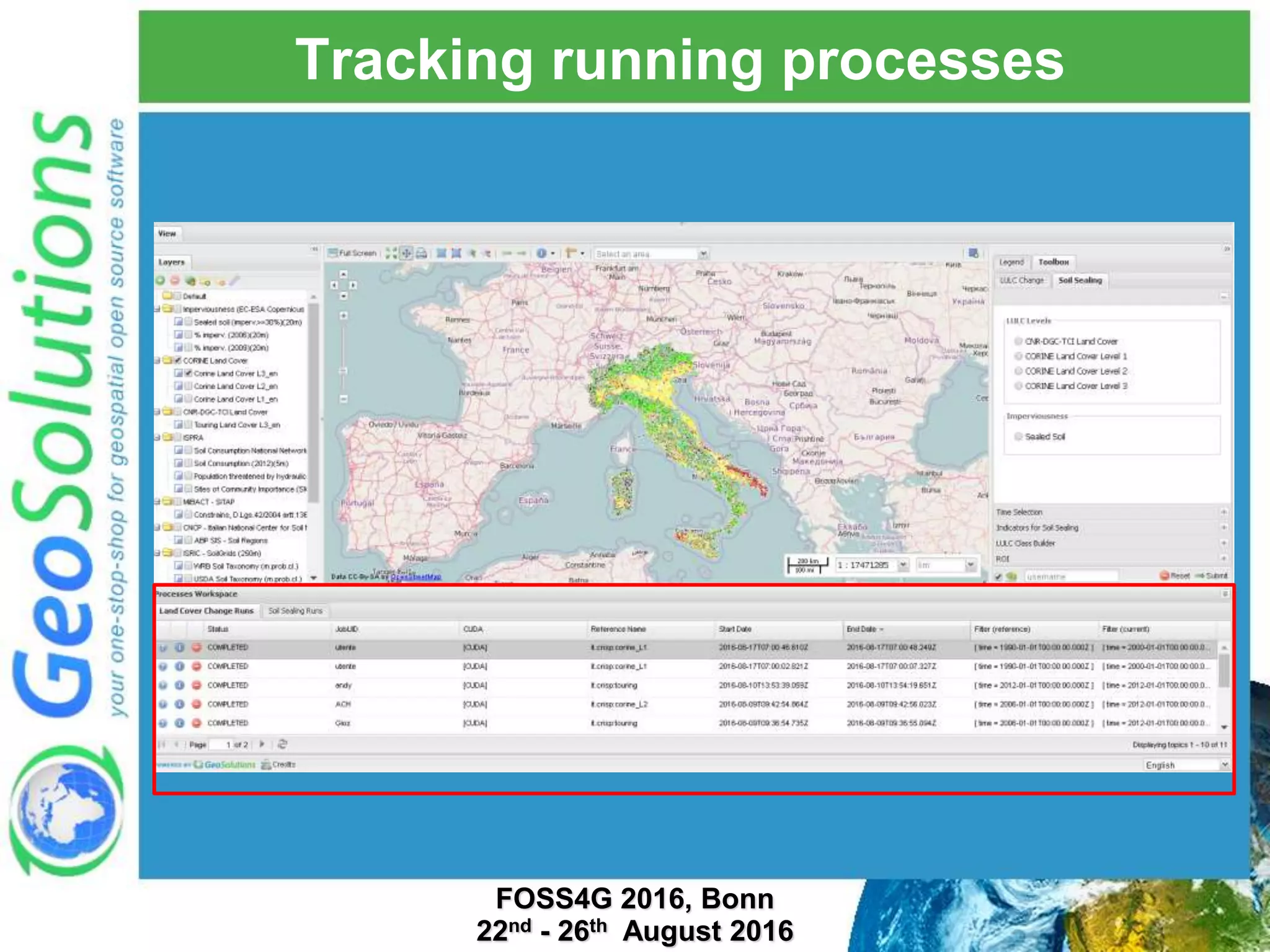 Tracking running processes FOSS4G 2016, Bonn 22nd - 26th August 2016 