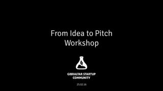From Idea to Pitch
Workshop
25.02.16
 