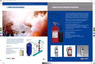 LÍNEA DE EXTINCIÓN PORTÁTIL
G E N E R A L S U P P L Y D E P O T
Los extintores portátiles son equipos de primera respuesta
en relación al tamaño del fuego. Accionados manualmente,
permiten  dirigir un agente extintor sobre la base del fuego.
Se diferencian, unos de otros, por el tipo de fuego que se
está combatiendo y su efectividad a la hora de responder. 
G.S.D. cuenta con extintores portátiles fabricados en U.S.A.
y que cumplen con los requerimientos de la NFPA 10.
 
Estos poseen las siguientes características: 
Listamiento UL y aprobación FM. 
Libres de mantenimiento y recarga anual, según el tipo
de extintor, hasta sus 6 primeros años de operación. 
Garantía de 6 años, asegurando su confiablidad al
momento de actuar. 
Ofrecemos  diversas clases de extintores: 
ABC (multipropósito) 
BC (Polvo químico seco) 
CO2 (gas) 
K (químico húmedo, para cocinas). 
D (metales combustibles – cloruro de sodio). 
Espuma AFFF. 
0908
LÍNEA DE ESPUMAS
Los concentrados de espuma son utilizados para
la extinción de incendios en líquidos inflamables
y combustibles debido al tipo de fuego particu-
lar que generan, Además tienen excelente capa-
cidad de expansión y sofocación.
G.S.D. ofrece:
Concentrados de espuma (AFFF, Fluroproteícos). 
Bladder Tank. 
Proporcionadores. 
Generadores de espuma. 
Boquillas de expansión. 
Eductores.
Fire protection & Industrial Solutions
Fire protection & Industrial Solutions
C A T Á L O G O C O R P O R A T I V O
C
M
Y
CM
MY
CY
CMY
K
GSD_Brochure_2017_FINAL.pdf 6 9/03/2017 11:09:26 a. m.
 