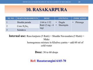 IMPORTANCE OF RASOUSHADI IN THE MANAGEMENT OF SKIN DISEASE | PDF