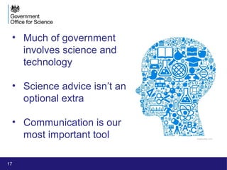 17
• Much of government
involves science and
technology
• Science advice isn’t an
optional extra
• Communication is our
most important tool imgbuddy.com
 