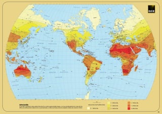 _____2.0_____
                                                                                                                                                                                                                          1 – 2 kW.h/m2/día.   4 – 5 kW.h/m2/día.
EXPLICACIÓN:                                                                                                                                                               Isolíneas de Horas Solar Pico (kW.h/m2/día).
                                                                                                                                                                                                                          2 – 3 kW.h/m /día.
                                                                                                                                                                                                                                      2
                                                                                                                                                                                                                                               5 – 6 kW.h/m2/día.
En este mapa se representan los valores medios de Horas Solar Pico, en toda la extensión del globo terráqueo, y en el mes más desfavorable del año. La Hora Solar Pico
(HSP), es una unidad que mide la irradiación solar en un punto determinado, y se deﬁne como el tiempo en horas de una hipotética irradiación solar constante de 1 kW/m2.        0 – 1 kW.h/m2/día.                        3 – 4 kW.h/m2/día.   > 6 kW.h/m2/día.


                                                                                                                                                                                                                                                                    15
 