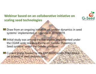 Culture, choice and action in legume seeds systems in East and North Uganda