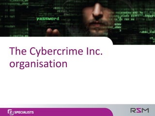 The	Cybercrime	Inc.	
organisation
 