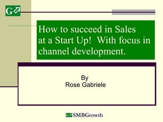 How to succeed in Sales at a Start Up!  With focus in channel development. By  Rose Gabriele 