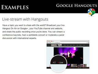 Google Hangouts
Examples
 