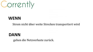 WENN
DANN
Strom nicht über weite Strecken transportiert wird
gehen die Netzverluste zurück.
 