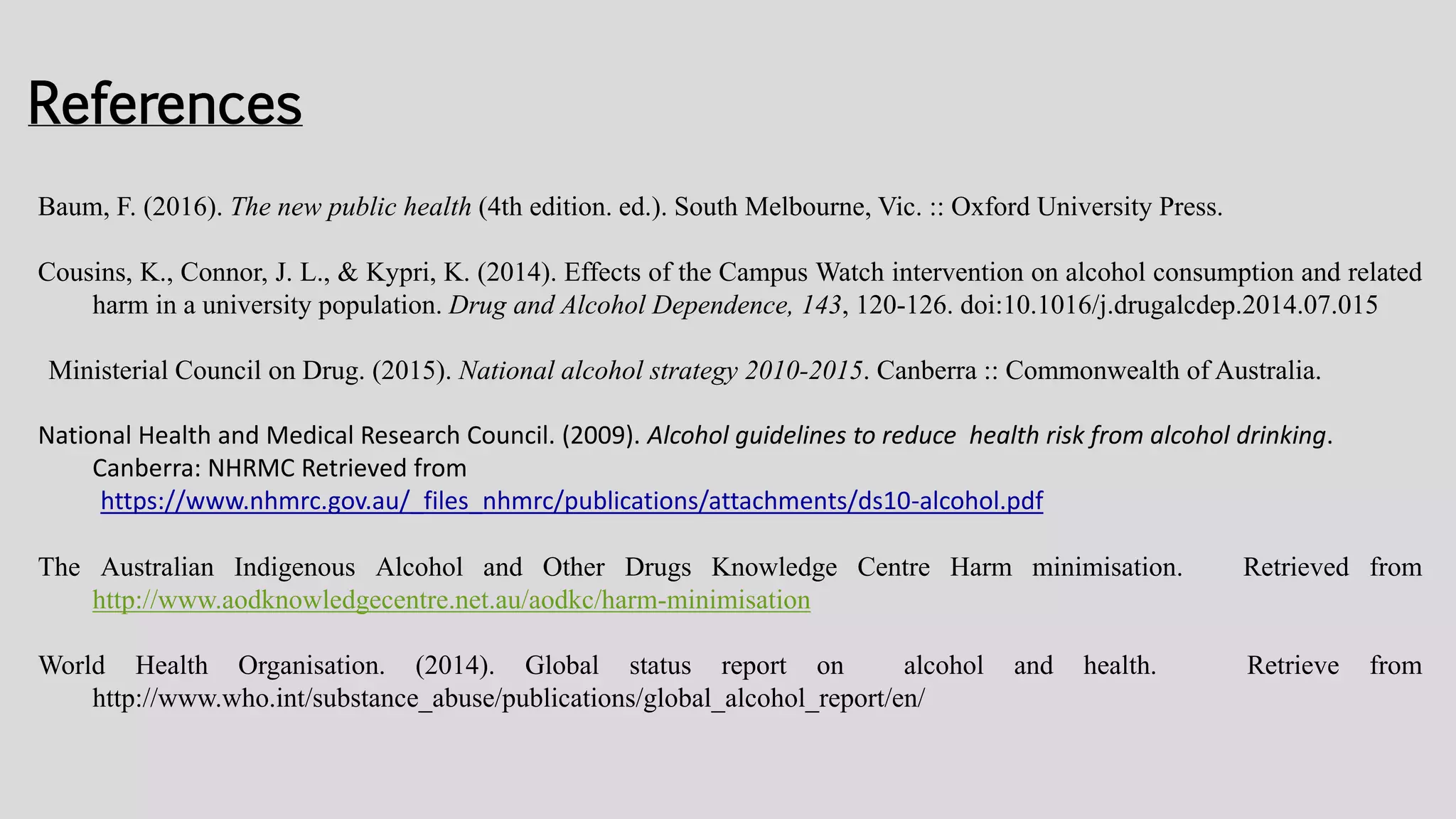 Harm minimisation for alcohol | PPTX