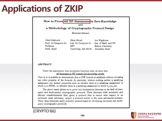 ????????????
??? ?? ??? ??
Applications of ZKIP
(CRYPTO86)
166
 
