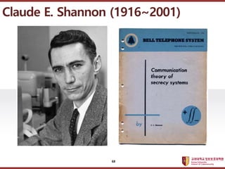 ????????????
??? ?? ??? ??
Claude E. Shannon (1916~2001)
68
 