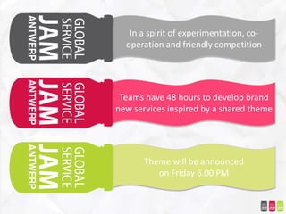 In a spirit of experimentation, co-
  operation and friendly competition




 Teams have 48 hours to develop brand
new ser...