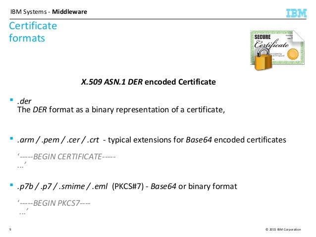 ibm global security kit as a cryptographic layer for ibm middleware certificate der format