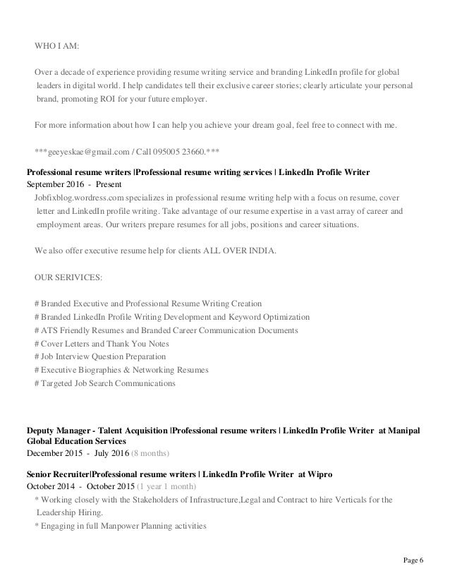 g s kumar professional resume writer profile