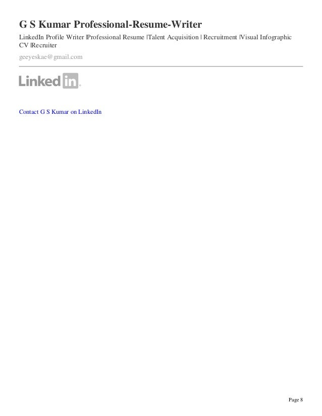 g s kumar professional resume writer profile