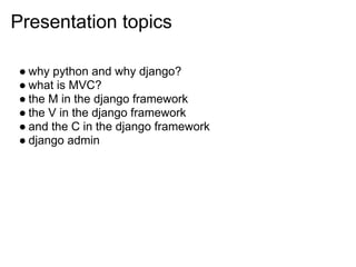 A gentle intro to the Django Framework | PPT