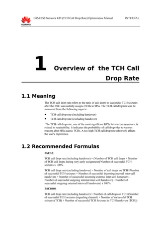 Monitoring Call Drop Rates Gsm bss-network-kpi-tch-call-drop-rate-optimization-manual(cdr) | PDF