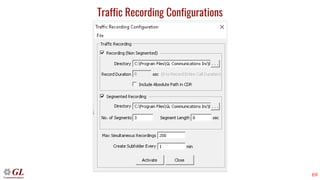 69
Traffic Recording Configurations
 