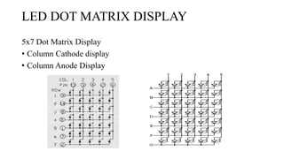 LED DOT MATRIX DISPLAY
5x7 Dot Matrix Display
• Column Cathode display
• Column Anode Display
 