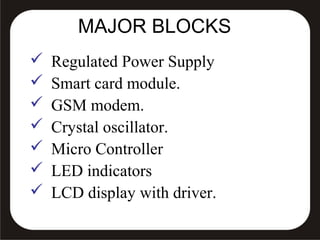 Gsm based smart card information for lost atm cards | PPT