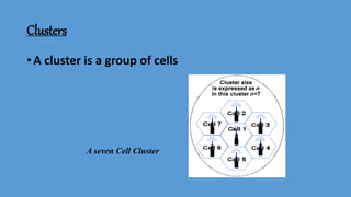 Clusters
• A cluster is a group of cells
A seven Cell Cluster
 