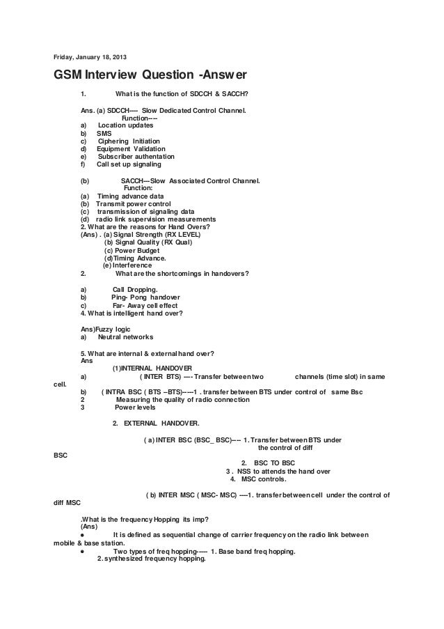 Gsm Interview Question Answer