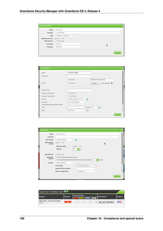 Greenbone Security Manager with Greenbone OS 4, Release 4
190 Chapter 10. Compliance and special scans
 