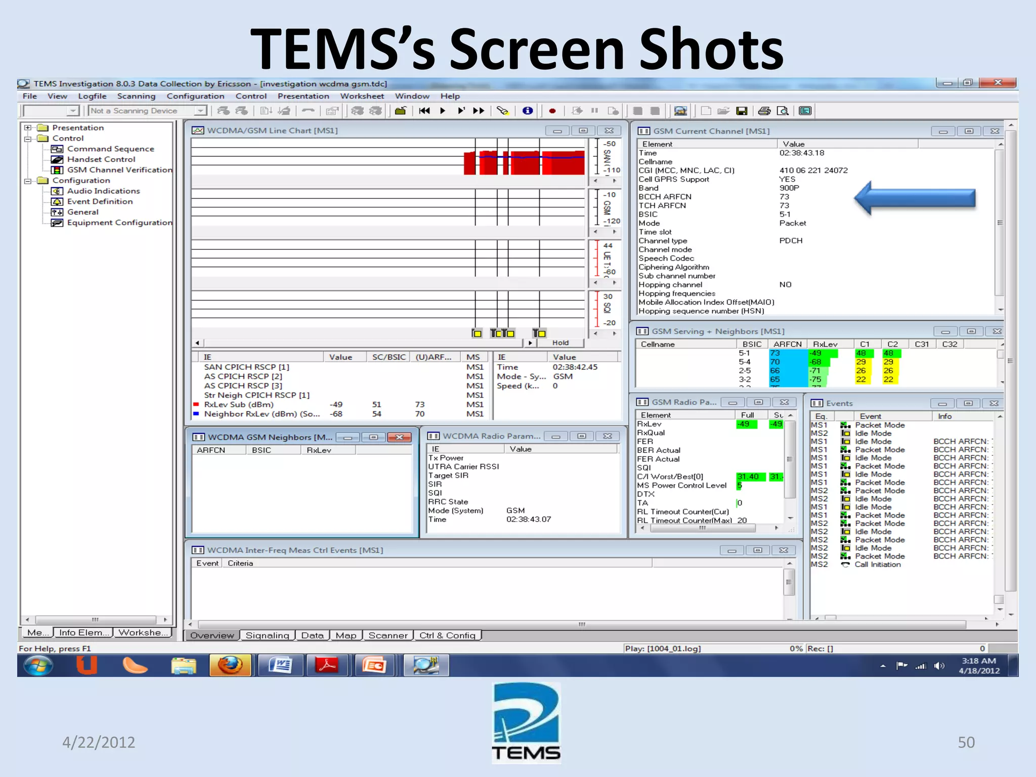 TEMS’s Screen Shots
4/22/2012 50
 
