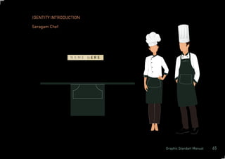 IDENTITY INTRODUCTION
Seragam Chef
Graphic Standart Manual 65
N A M E H E R E
Chef dapat menggunakan name tag
 