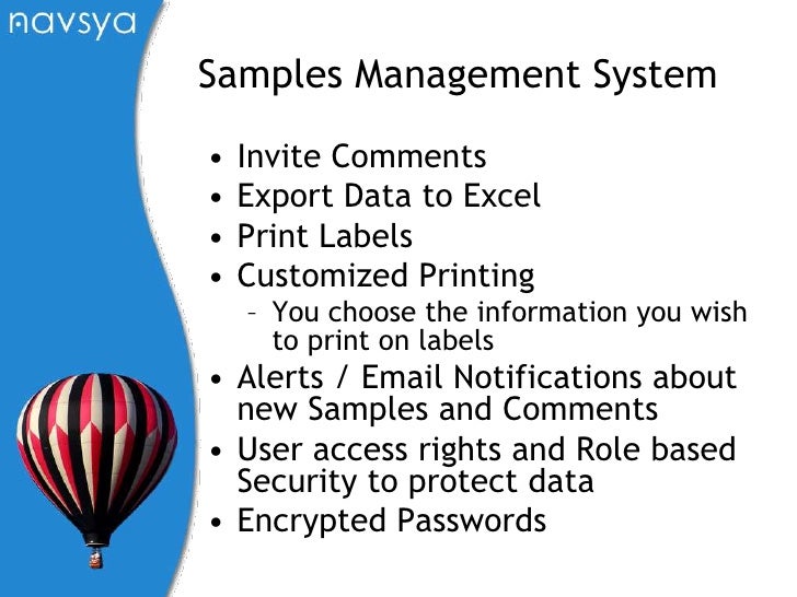 Samples Management System