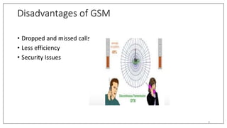 Disadvantages of GSM
• Dropped and missed calls
• Less efficiency
• Security Issues
9
 