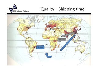 Quality – Shipping time
          y      pp g




             3‐4 weeks




4‐ weeks
 