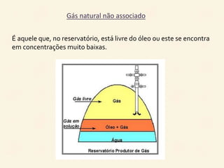 Gás natural não associado 
É aquele que, no reservatório, está livre do óleo ou este se encontra 
em concentrações muito baixas. 
 