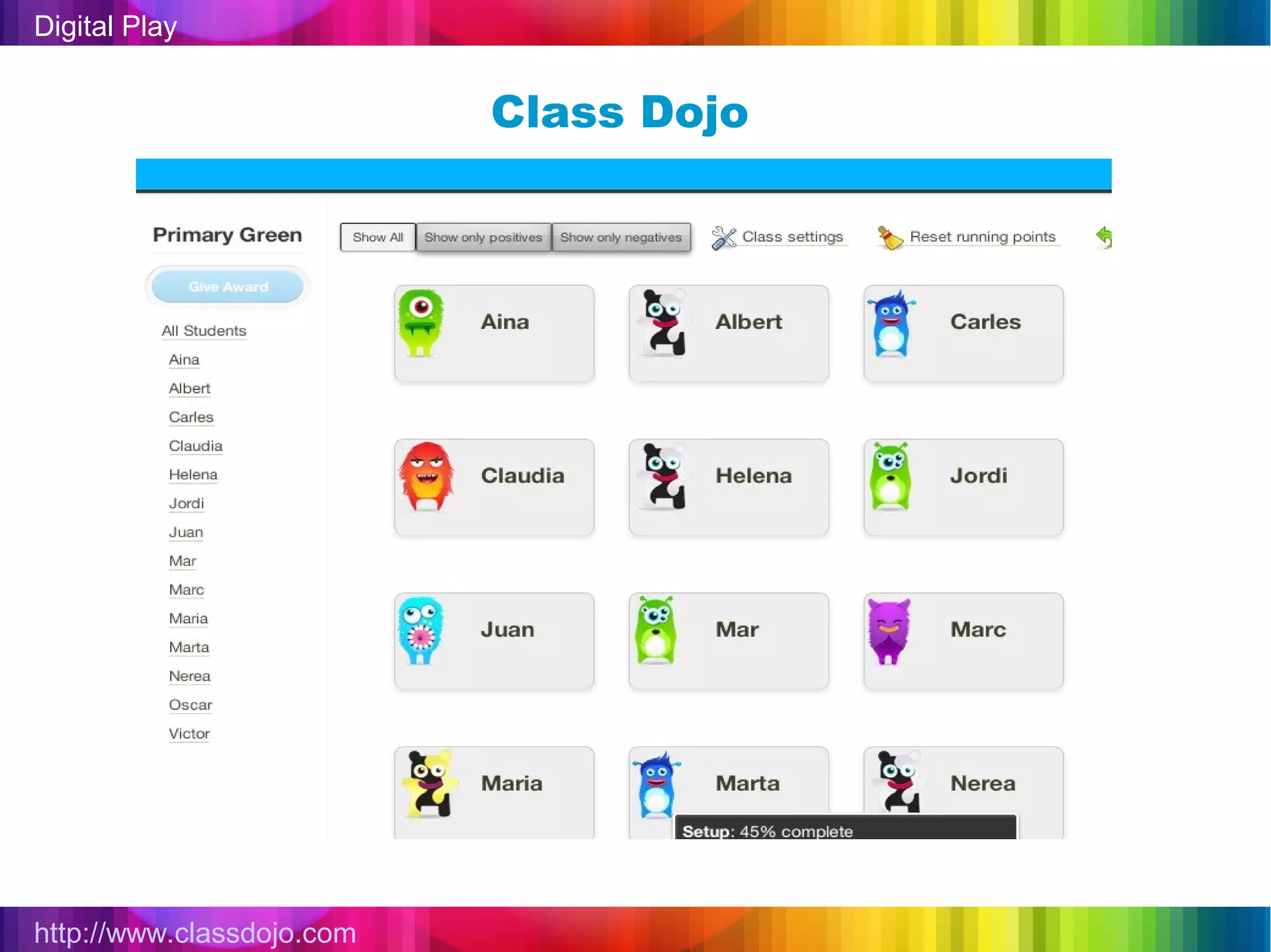 Digital Play


                           Class Dojo




http://www.classdojo.com
 