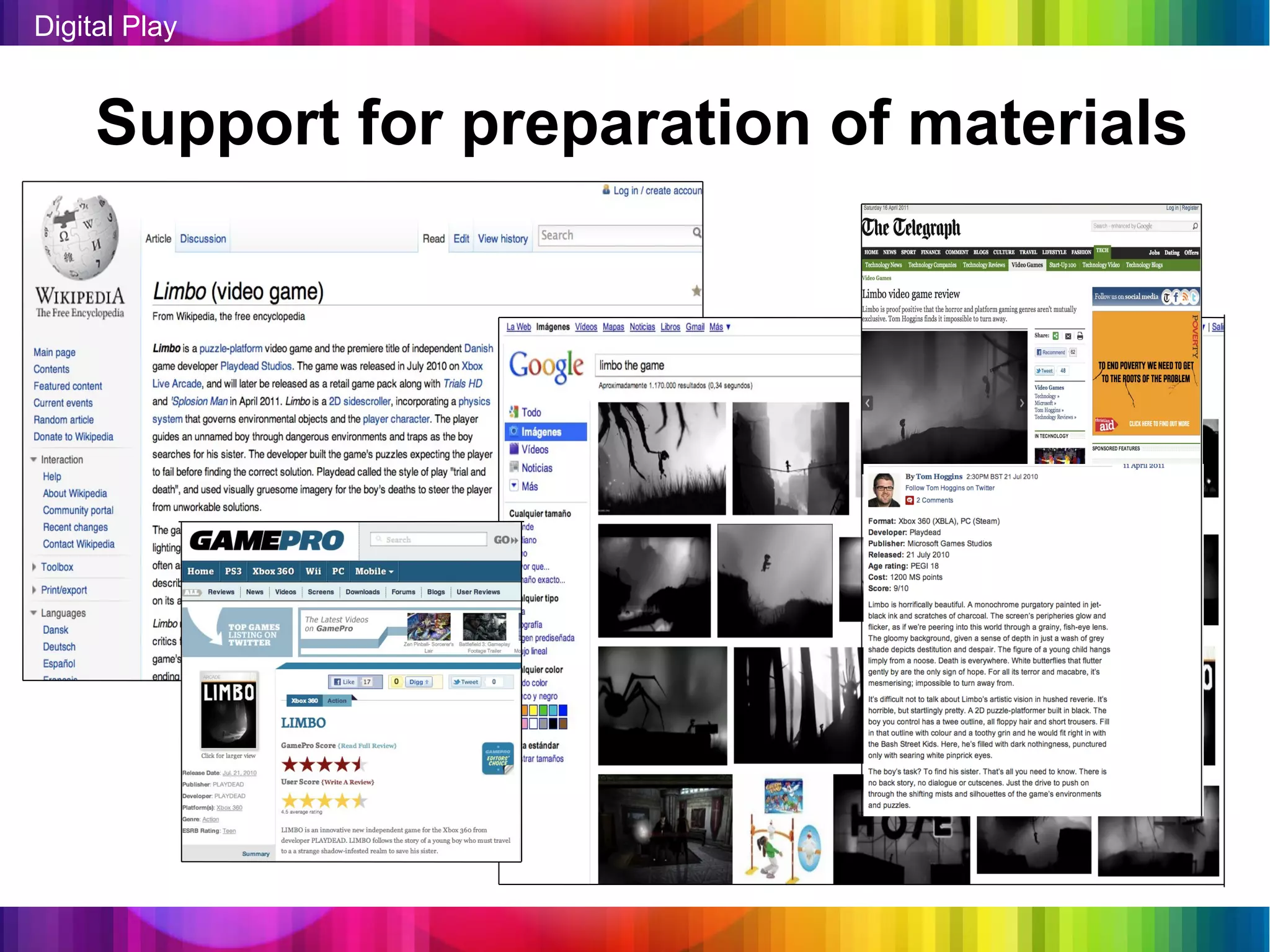 Digital Play


     Support for preparation of materials
 