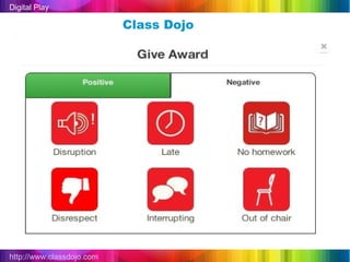 Digital Play

                           Class Dojo




http://www.classdojo.com
 