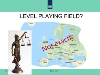 3 May 201811
LEVEL PLAYING FIELD?
 