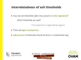 How do soil thresholds function in the policy on contaminated land in Flanders?