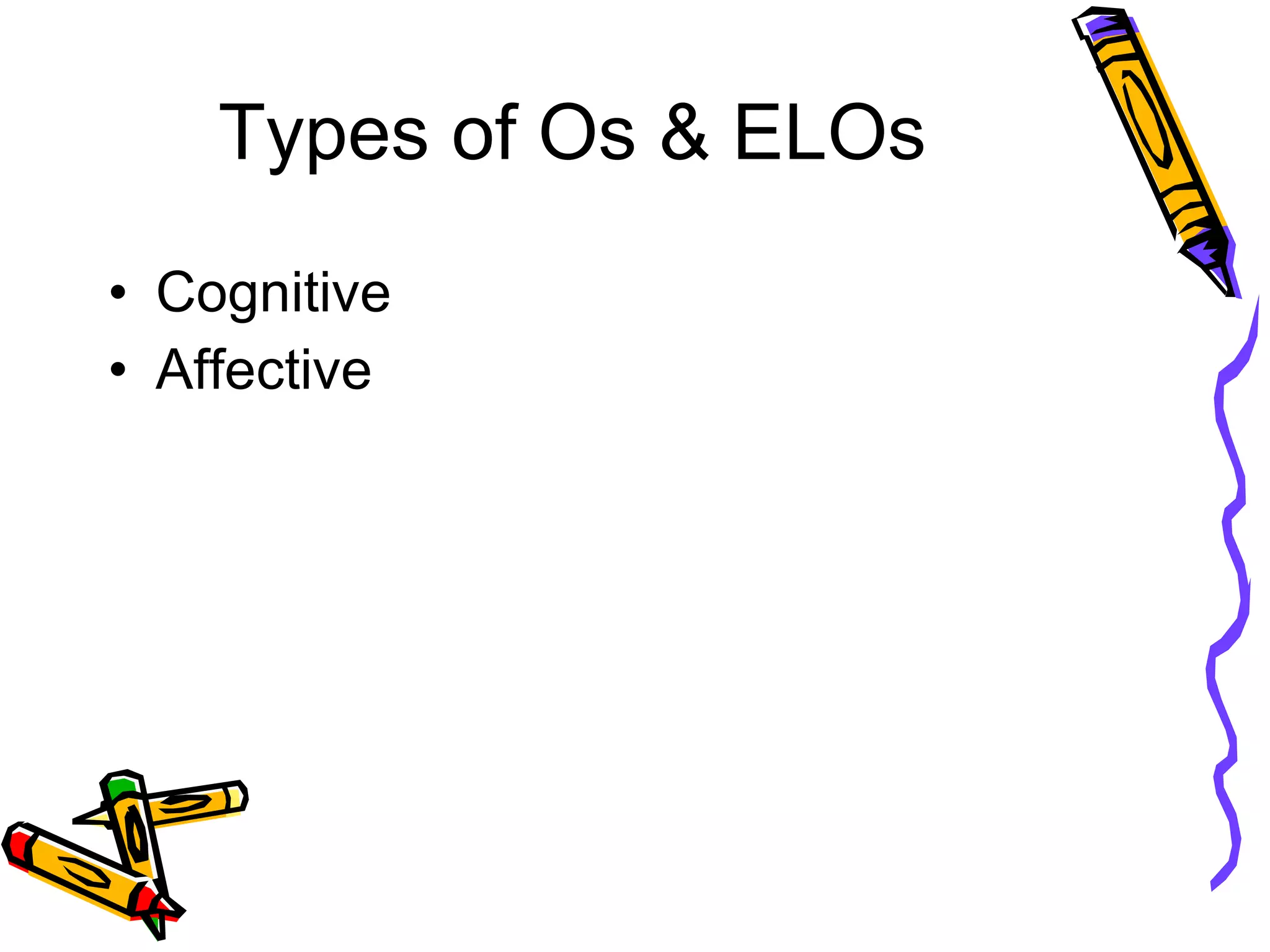 Types of Os & ELOs Cognitive Affective 