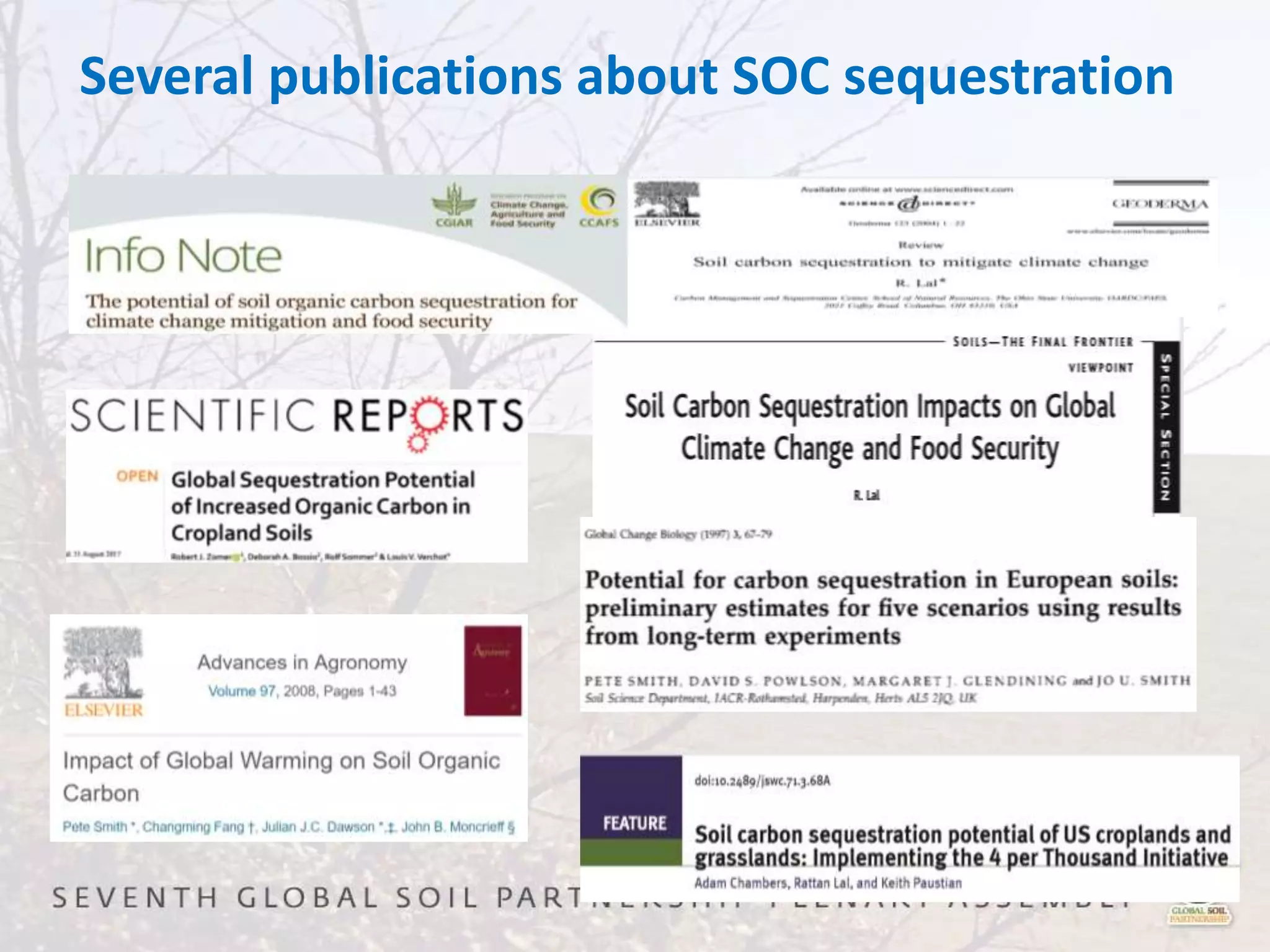 Several publications about SOC sequestration
 