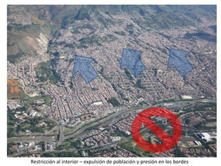 Restricción al interior – expulsión de población y presión en los bordes
 