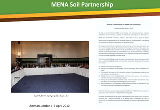 MENA Soil Partnership




Amman, Jordan 1-5 April 2012
 